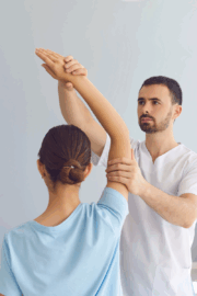 Patient receiving one-on-one physical therapy for mobility and pain relief at Reform Physical Therapy in Maine