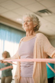 Older adult performing safe resistance exercise
