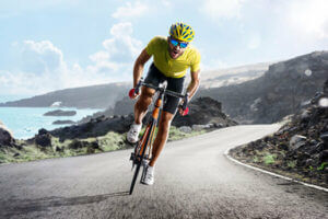 Man biking on coastal trail